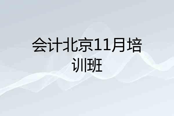 会计北京11月培训班