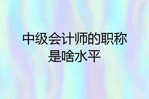 中级会计师的职称是啥水平