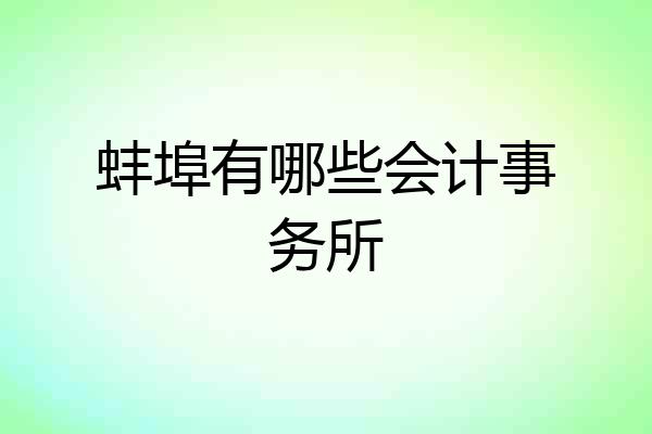 蚌埠有哪些会计事务所