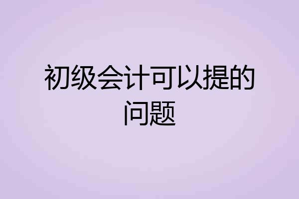 初级会计可以提的问题