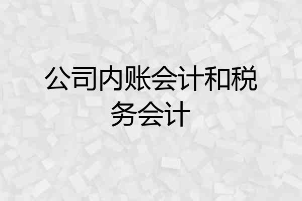 公司内账会计和税务会计