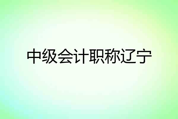 中级会计职称辽宁