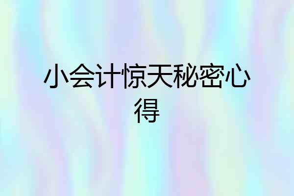 小会计惊天秘密心得