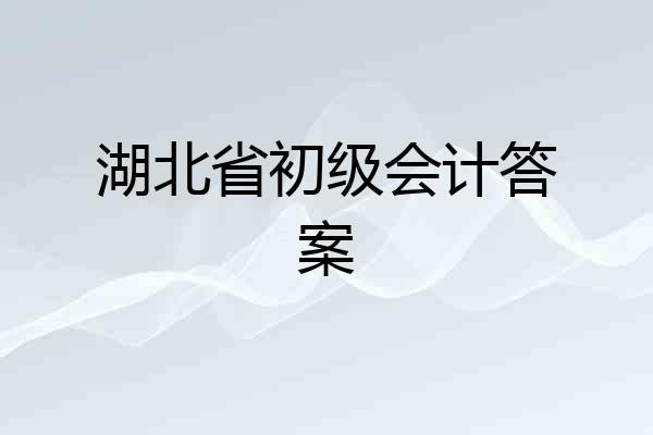 湖北省初级会计答案