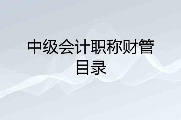 中级会计职称财管目录