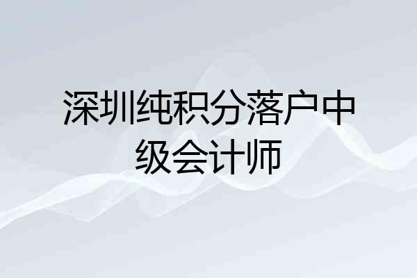 深圳纯积分落户中级会计师