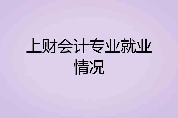 上财会计专业就业情况