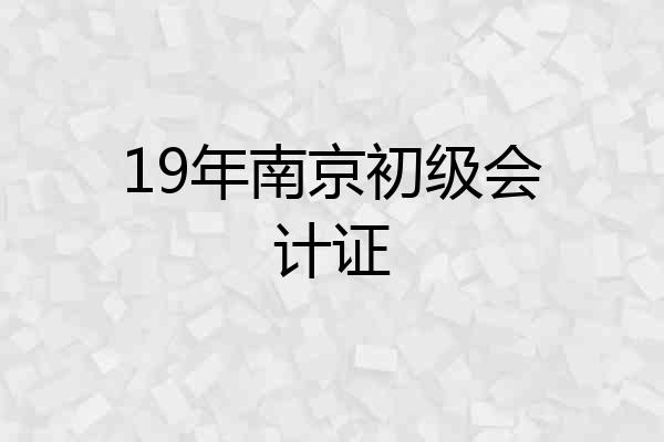 19年南京初级会计证