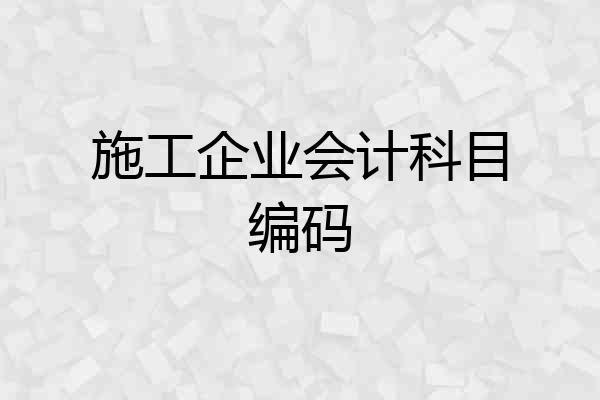 施工企业会计科目编码