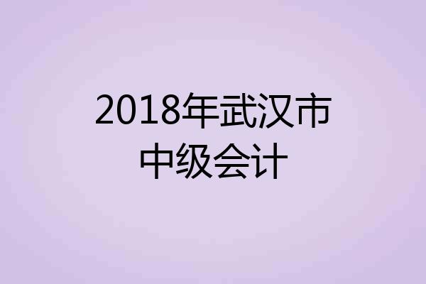 2018年武汉市中级会计