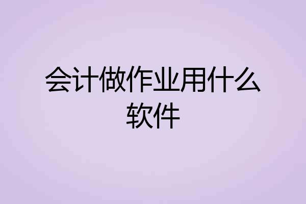 会计做作业用什么软件