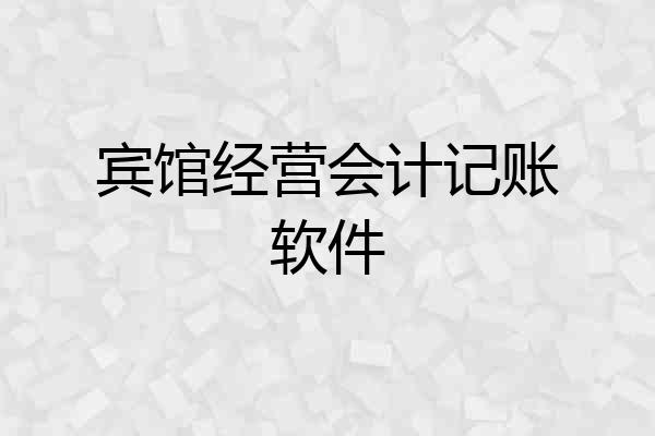 宾馆经营会计记账软件