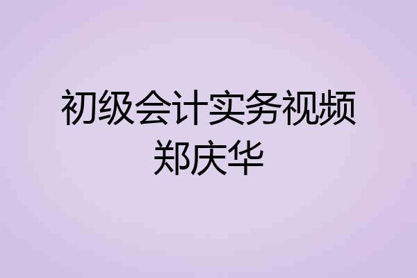 初级会计实务视频郑庆华