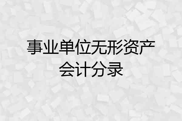 事业单位无形资产会计分录
