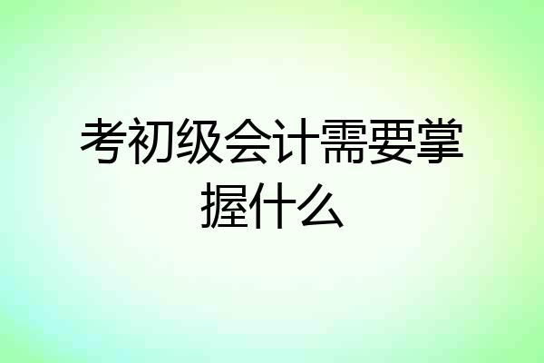 考初级会计需要掌握什么