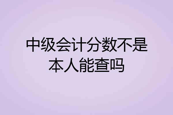 中级会计分数不是本人能查吗