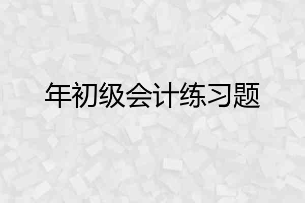 年初级会计练习题
