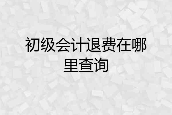 初级会计退费在哪里查询