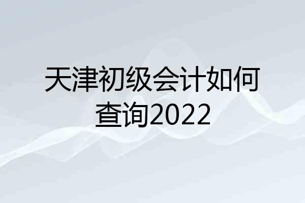 天津初级会计如何查询2022