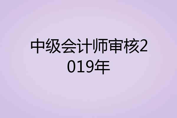 中级会计师审核2019年