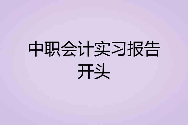 中职会计实习报告开头