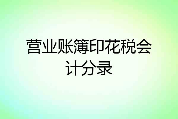 营业账簿印花税会计分录