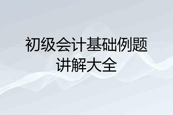 初级会计基础例题讲解大全