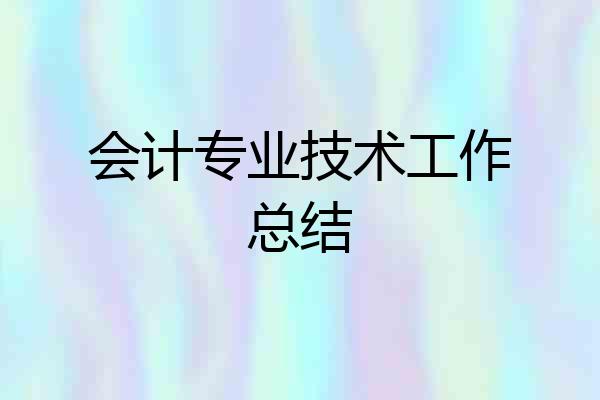 会计专业技术工作总结