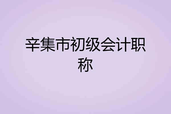 辛集市初级会计职称