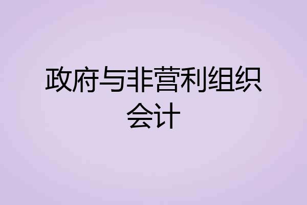政府与非营利组织会计