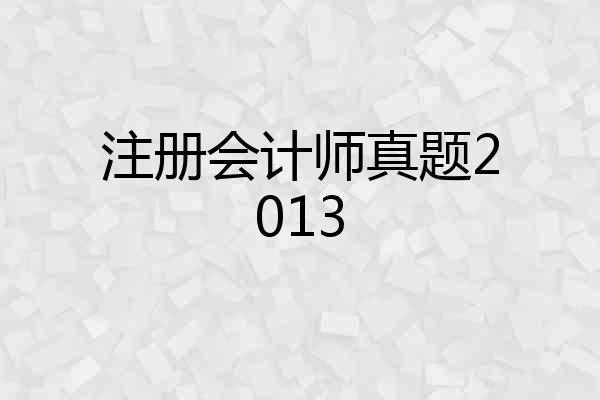 注册会计师真题2013