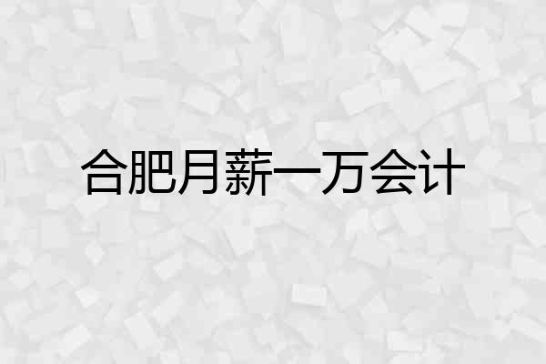 合肥月薪一万会计