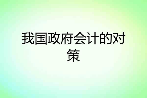 我国政府会计的对策