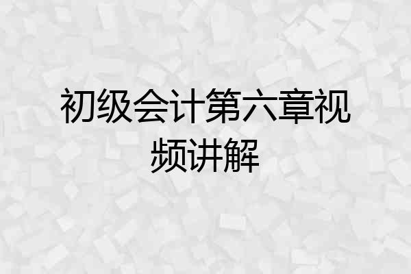 初级会计第六章视频讲解