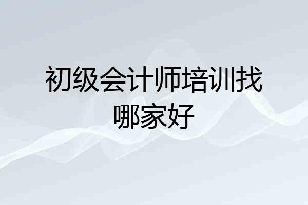 初级会计师培训找哪家好