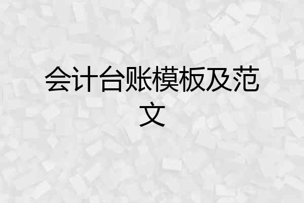 会计台账模板及范文