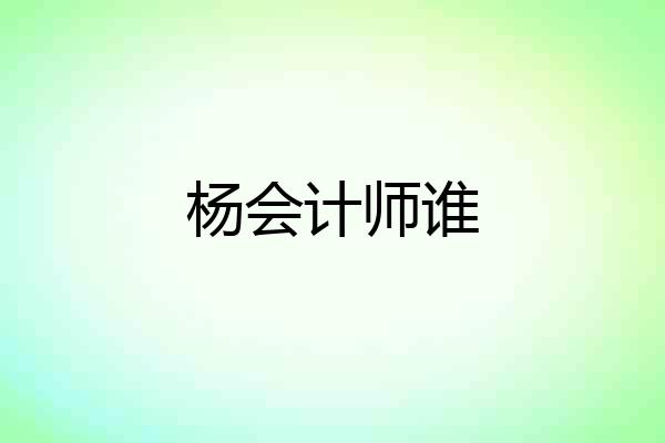 杨会计师谁