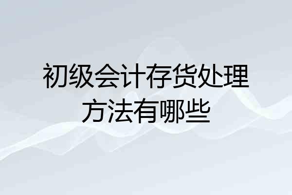 初级会计存货处理方法有哪些