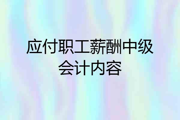 应付职工薪酬中级会计内容