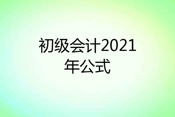 初级会计2021年公式