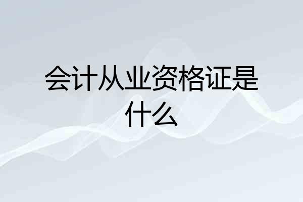 会计从业资格证是什么