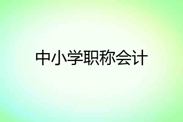中小学职称会计