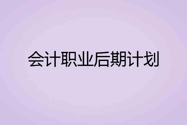 会计职业后期计划