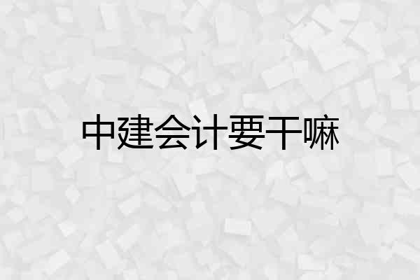 中建会计要干嘛