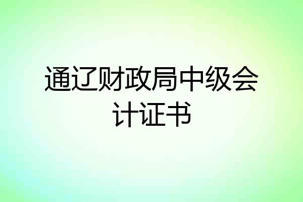 通辽财政局中级会计证书