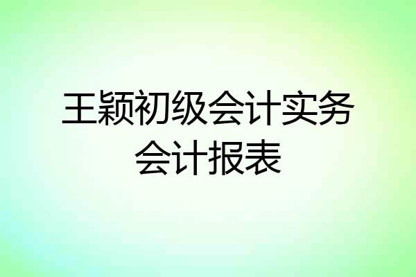 王颖初级会计实务会计报表