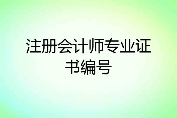 注册会计师专业证书编号