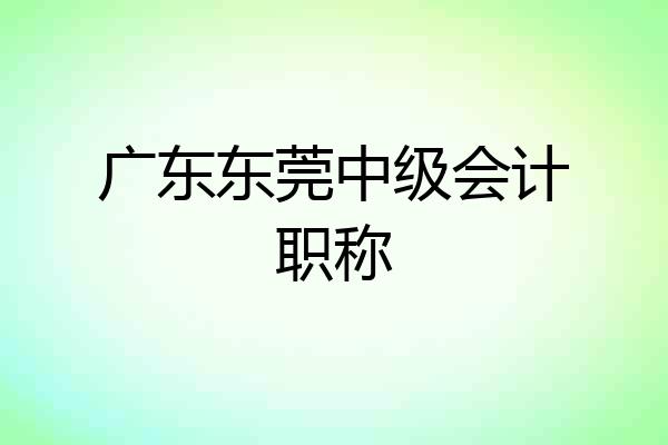 广东东莞中级会计职称