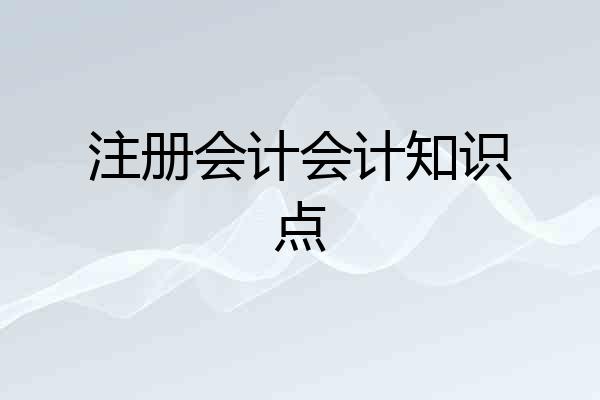 注册会计会计知识点