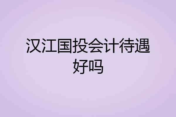 汉江国投会计待遇好吗